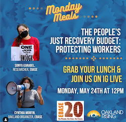 5/24 Monday Meals: People’s Just Recovery Budget – Worker Protections