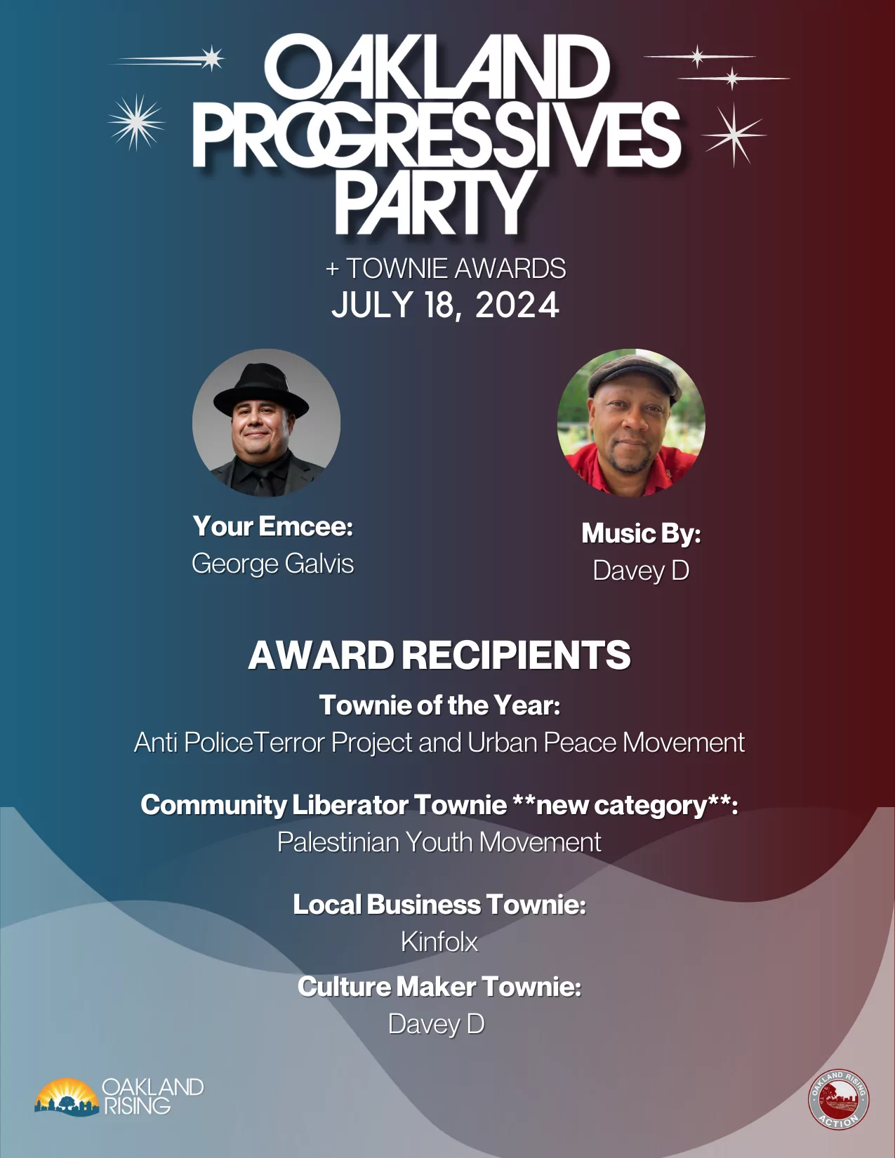 2024 Oakland Progressives Party + townie awards